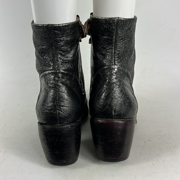 John Fluevog passage preet size 6 distressed silver leather stacked heel boots - Picture 7 of 9